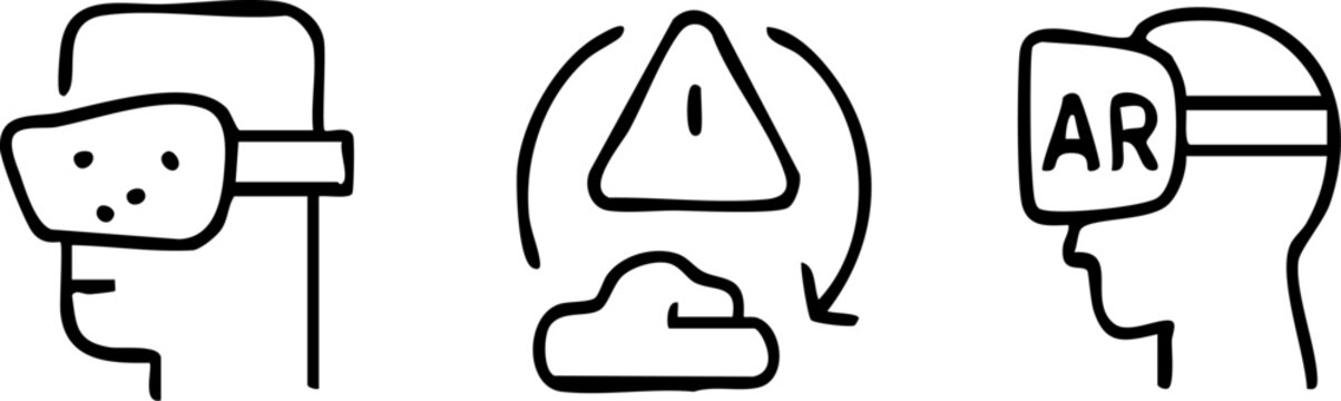 Virtual Reality and Augmented Reality Icons with Cloud Error.