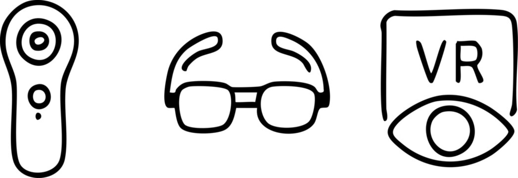 Virtual Reality Icons Controller Glasses and VR Headset.