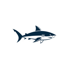 A stylized illustration of a shark, depicted in a minimalist, graphic style, isolated on white background.