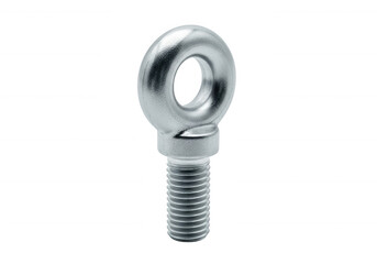 Metal eye bolt threaded fastener isolated on a transparent background