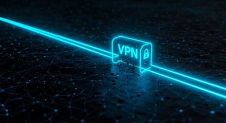 VPN Cyber Security with Glowing Lines and Network