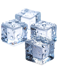 Close-up of three wet ice cubes, slightly overlapping