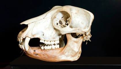 Naklejka premium Side view of a white mammal skull