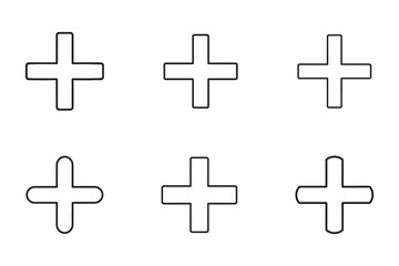 Fototapeta premium Collection of plus signs in various shapes and designs offering diverse mathematical and symbolic applications for creative projects