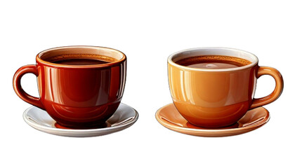 High Quality 3D Coffee Mug Variations Collection, isolated on transparent background