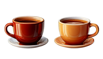 High Quality 3D Coffee Mug Variations Collection, isolated on transparent background