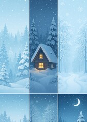 Fototapeta premium Cozy winter cabin scene.