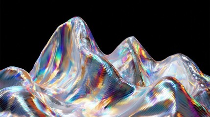 Obraz premium Silver foil chrome-inspired waves, holographic sheen rippling with stylish futuristic abstract beauty