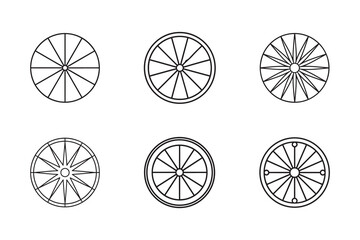 Fototapeta premium Collection of Stylized Orange Slice Icons in Black and White for Creative Projects and Graphic Design Resources