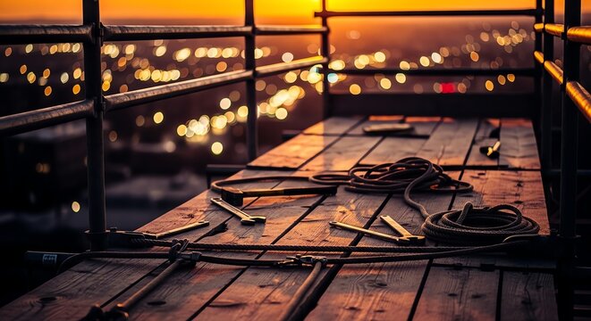 Construction Tools on Scaffold for Safety Training - Powered by Adobe