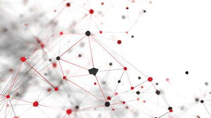 Abstract tech network connection dots. Digital technology and big data analysis background. White background with plexus lines. Geometric background with abstract mesh Stock Vector