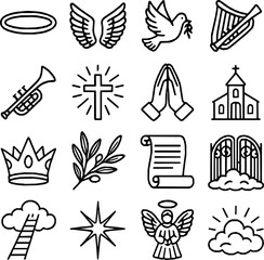 Heaven, Angels & God — 16 Premium Stroke Vector Icons
