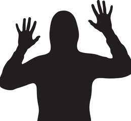 Obraz premium Silhouette of a person surrendering arms raised