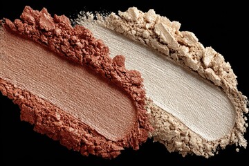 Swatches of reddish-brown & iridescent powders