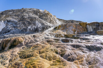 Mammoth Hot Springs, Yellowstone National Park , Wyoming. Hydrothermal System. calcium-carbonate waters. Terrace