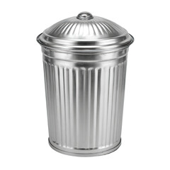 Shiny metal trash can with lid