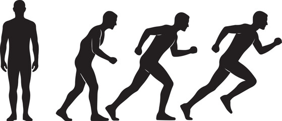 Silhouette runner progression motion human silhouette