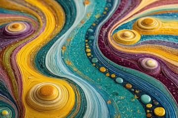 Abstract swirls of bright colors, textured and detailed