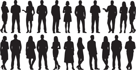 Diverse group of people silhouettes collection