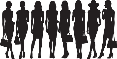 Diverse women silhouettes fashionable poses studio