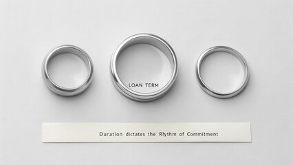 Silver Rings on Gray Background Symbolizing Loan Term and Commitment in Personal Finance and Relationship Dynamics
