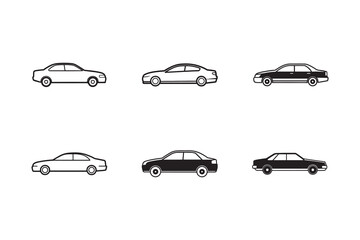 Variety of Car Icons Isolated on White Background Representing Transportation and Automotive Industry Design Elements for Multiple Purposes