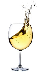 Splash of white wine in a stemmed glass