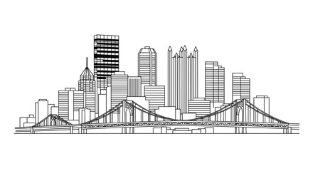 Obraz premium minimal line art Pittsburgh skyline vector for logo or sticker
