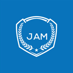 Fototapeta premium JAM Shield Logo Design JAM Minimal Laurel Wreath and Star Emblem for Sports Corporate JAM Club and Brand Ident. 
