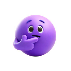 Fototapeta premium Thinking Emoji Purple Character Isolated.
