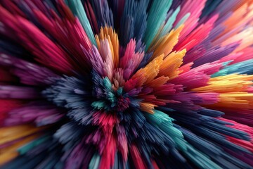 Bursting colorful spiky explosion, vibrant, dynamic artwork
