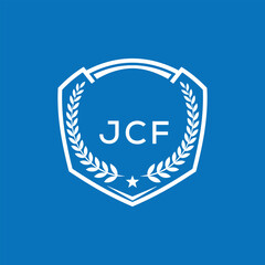 JCF Shield Logo Design JCF Minimal Laurel Wreath and Star Emblem for Sports Corporate JCF Club and Brand Ident.
