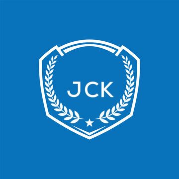 JCK Shield Logo Design JCK Minimal Laurel Wreath and Star Emblem for Sports Corporate JCK Club and Brand Ident.
