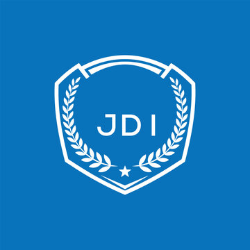 JDI Shield Logo Design JDI Minimal Laurel Wreath and Star Emblem for Sports Corporate JDI Club and Brand Ident.
