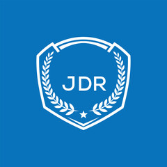 Fototapeta premium JDR Shield Logo Design JDR Minimal Laurel Wreath and Star Emblem for Sports Corporate JDR Club and Brand Ident. 