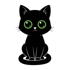 black cat vector, Halloween cat illustration
