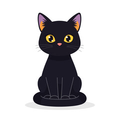 black cat vector, Halloween cat illustration