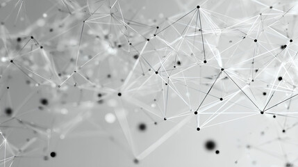 Abstract tech network connection dots. Digital technology and big data analysis background. Grey background with plexus lines. Geometric background with abstract mesh Stock Vector