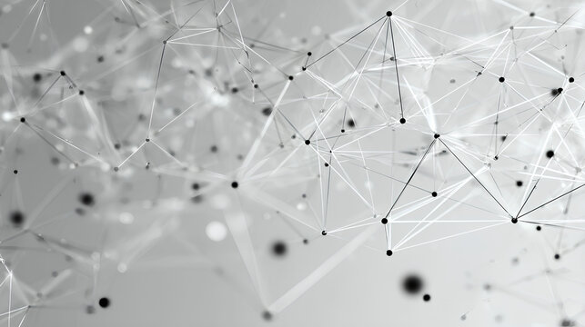Abstract tech network connection dots. Digital technology and big data analysis background. Grey background with plexus lines. Geometric background with abstract mesh Stock Vector