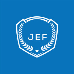 JEF Shield Logo Design JEF Minimal Laurel Wreath and Star Emblem for Sports Corporate JEF Club and Brand Ident.
