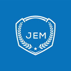 JEM Shield Logo Design JEM Minimal Laurel Wreath and Star Emblem for Sports Corporate JEM Club and Brand Ident.
