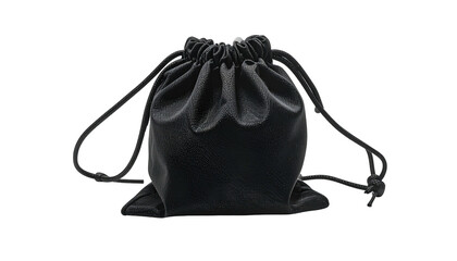 Black drawstring pouch, smooth texture (1)