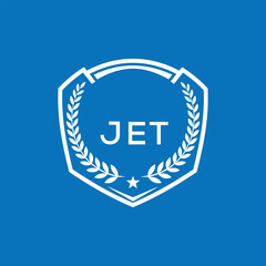 JET Shield Logo Design JET Minimal Laurel Wreath and Star Emblem for Sports Corporate JET Club and Brand Ident.
