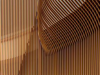 Architecture details Wooden facade Curve pattern Modern building Abstract background