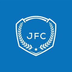 Fototapeta premium JFC Shield Logo Design JFC Minimal Laurel Wreath and Star Emblem for Sports Corporate JFC Club and Brand Ident. 