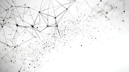 Abstract tech network connection dots. Digital technology and big data analysis background. White background with plexus lines. Geometric background with abstract mesh Stock Vector