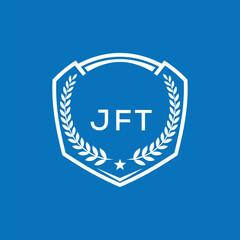 Fototapeta premium JFT Shield Logo Design JFT Minimal Laurel Wreath and Star Emblem for Sports Corporate JFT Club and Brand Ident. 