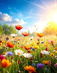 Poster de jardin Prairie, marais Meadow in bright sunlight  © usap