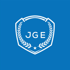 JGE Shield Logo Design JGE Minimal Laurel Wreath and Star Emblem for Sports Corporate JGE Club and Brand Ident.
