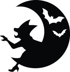 Fototapeta premium Haunted Castle Halloween Silhouette Night